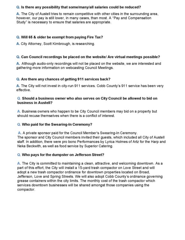 Council Meeting Q & A page 4